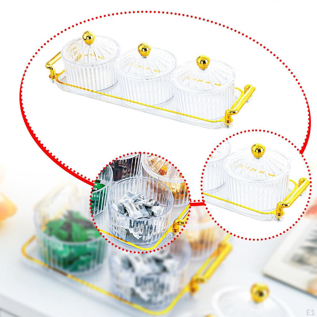 Dried Fruit Snack Serving Tray Dish with Lid Snacks Divided Kitchen Storage Jar