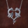 Retro Personality Two Flying Dragon Entwined Heart Shape Pendant Necklace for Women Men Couple Symbolizing Love Jewelry Gifts