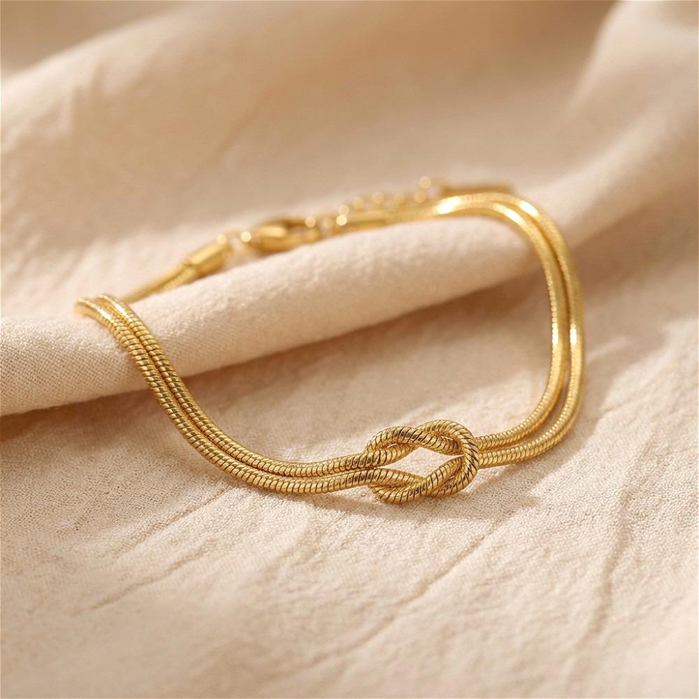 Infinity Love Knot Stainless Steel Bracelets Snake Chain Elegant Friendship Couples Bangles For Women Bridesmaid Jewelry Gifts