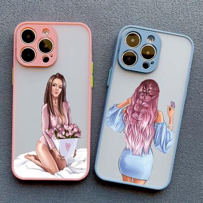 Young Girl Pattern Phone Case for iPhone 11 12 13 Pro Max Mini 14 15 Plus Pro Max 7 8 Plus SE 2020 X XR XS Shockproof Back Cover