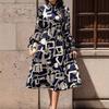 Women's Geometric Printed Long-sleeved Dress