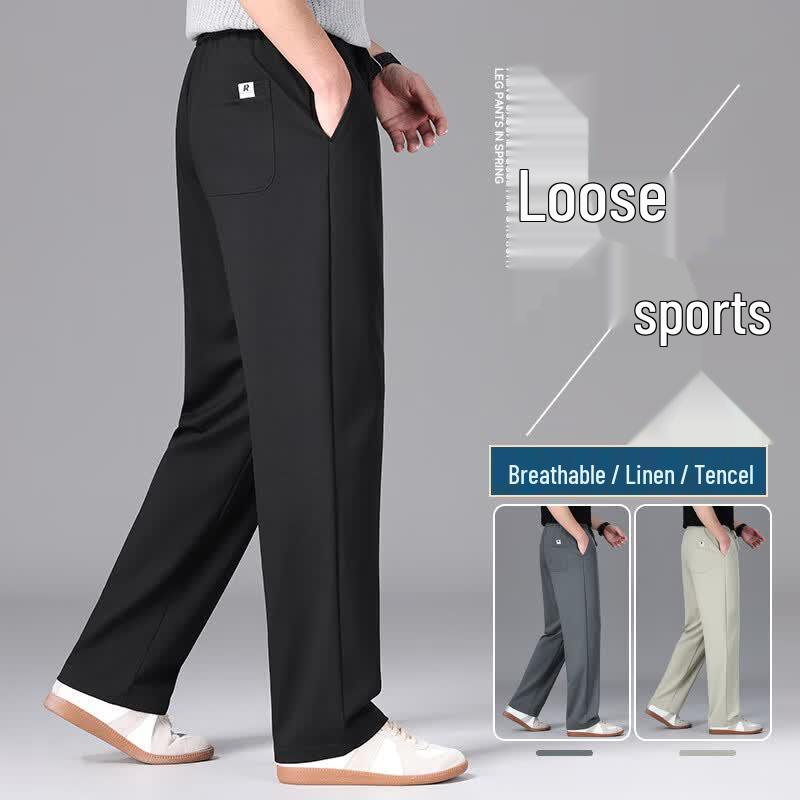 Hodo Men's Summer Tencel Linen Blend Casual Straight-Leg Pants
