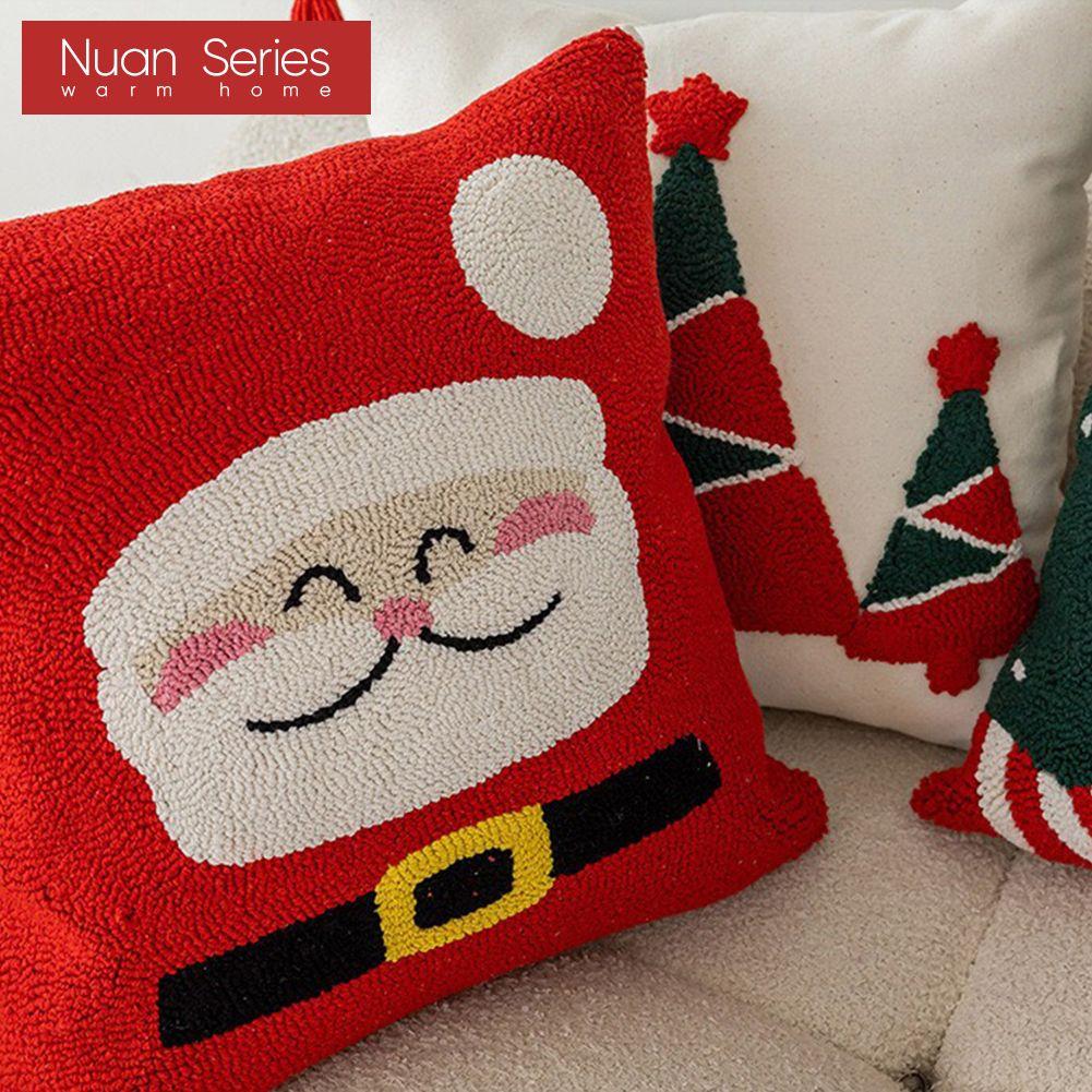 1 ks Povlak na polštář série Nuan Vánoční styl Nádherný a měkký vyšívaný potah na polštář pro pohovku, obývací pokoj, ložnici, domácí dekorace, party dekorace