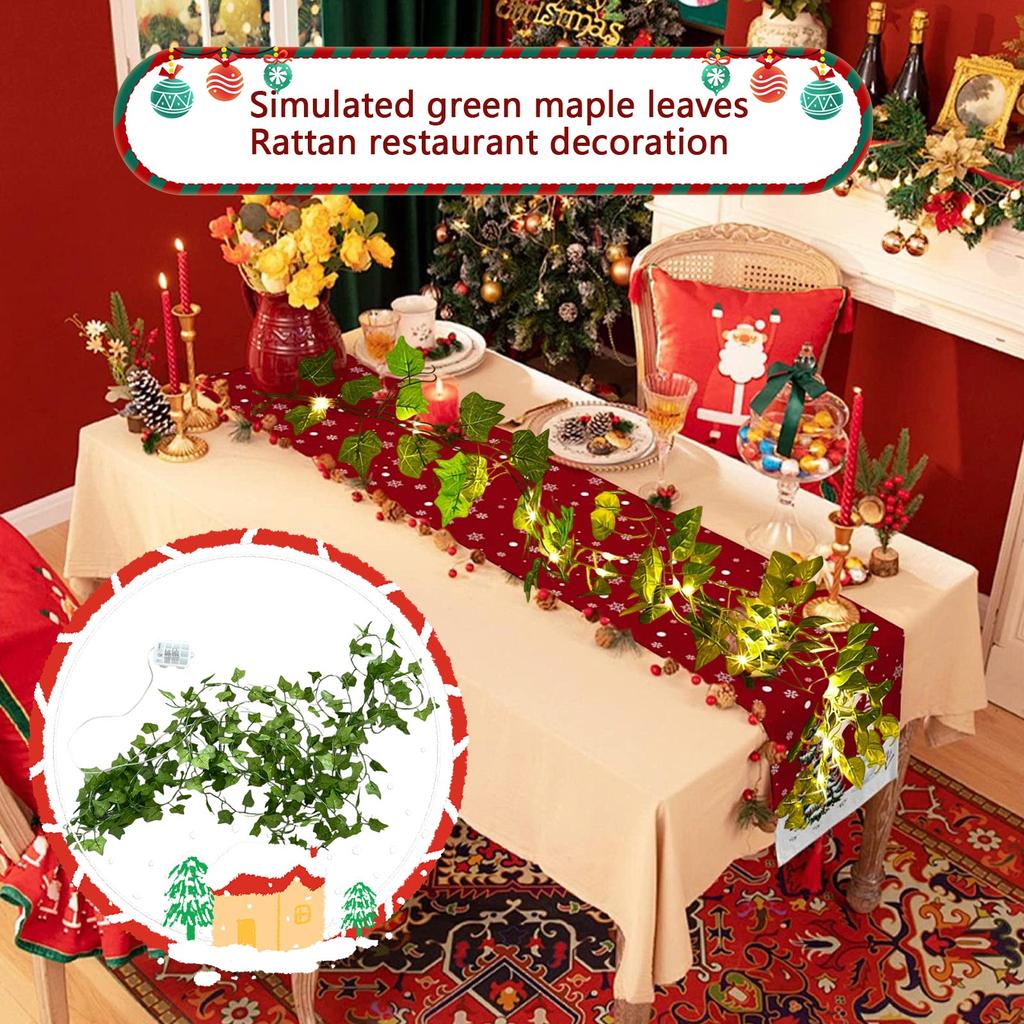 12m Simulated Tree Light, Green Maple Leaf Vines, Dining Room Decorative Light