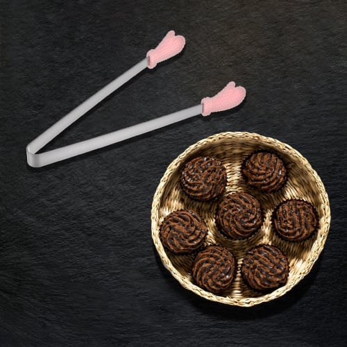 uxcell Mini Food Tongs, 5.5" Globe Shape, Stainless Steel with Silicone Tips, Small Cooking Tongs, Kitchen Food Tongs, Serving Tongs for Cooking, Gril