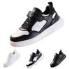 Children's Leather Casual Sneakers with Hook and Loop Closure and Lace Up Design Durable Non Slip Sole Lightweight Breathable Material