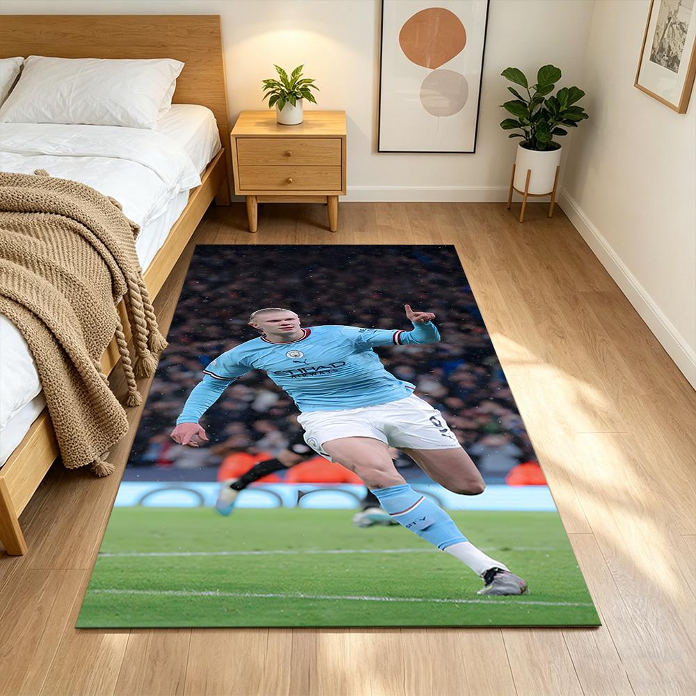 Erling Haaland Football Action Anti-slip Rug Compact Foldable Construction Water-resistant & Washable Office & Lounge Rug Retro American Style