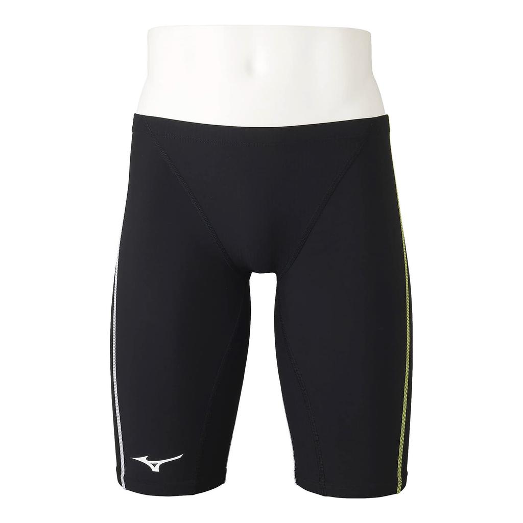 Mizuno FX SONIC Prism Half Spats Black X Size for Competitive and Challenge FINA Swimming Men's (N2MB1030, Neolime, L) Swimmers. (International