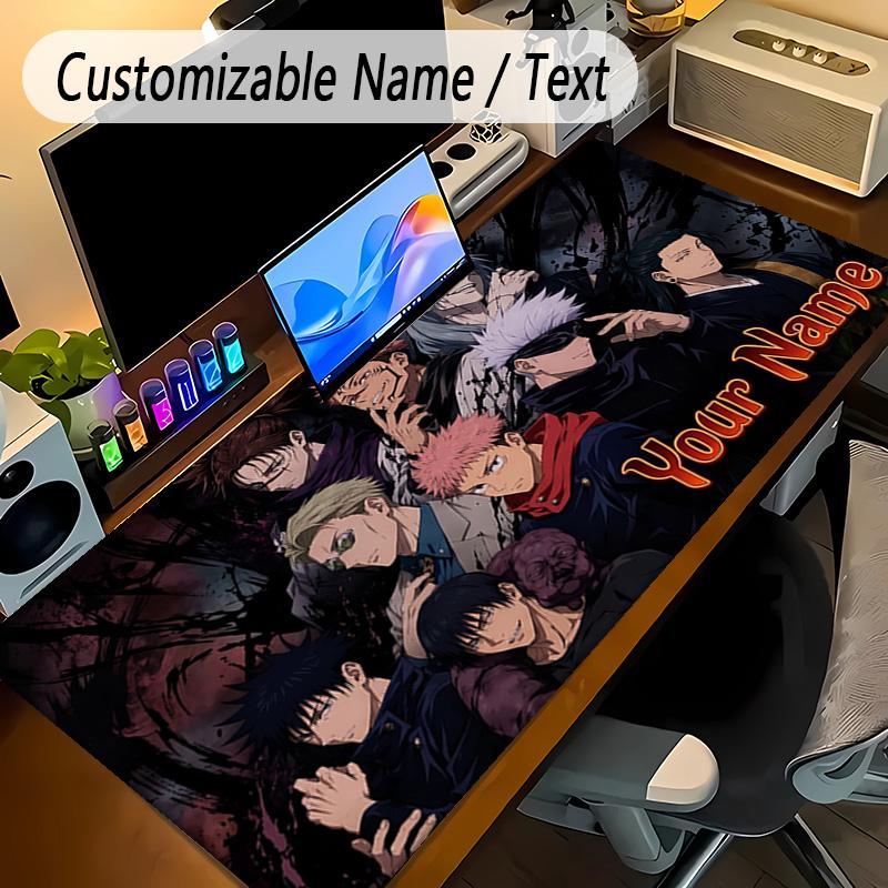 Large Mouse PadJujutsu Kaisen Custom Name Text Personalized Desk Mat Non Slip Gaming Pad