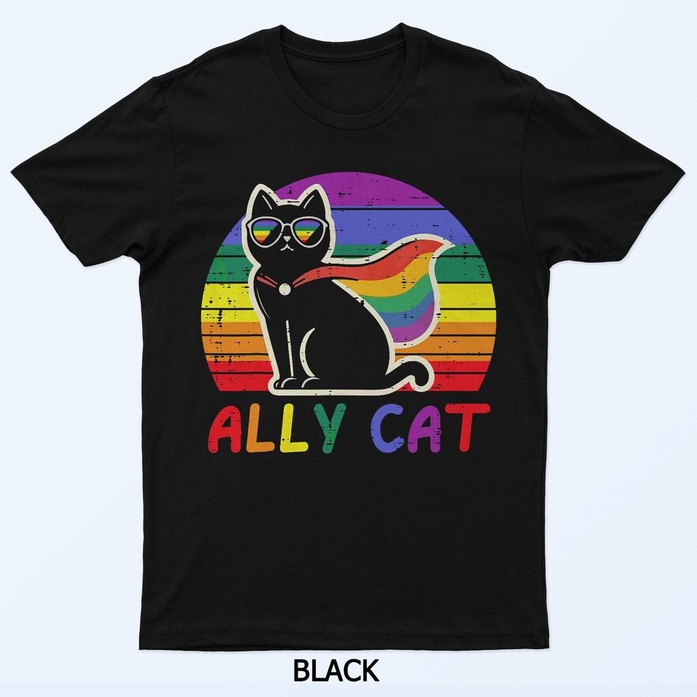 

Gay Pride Month Ally Cat Funny LGBTQ Rainbow Men Women T-Shirt S