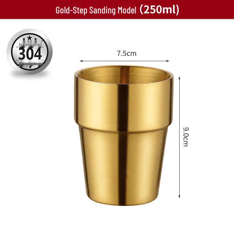 Korean Style Gold 304 Stainless Steel Double-Layer Mug