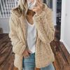Warme Damen Sherpa Jacke mit Kapuze Fleece Mantel Freizeit Einfarbig Plüsch Reißverschluss Winddicht Herbst Winter Strickjacke