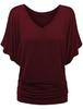Plus Size Women's V-Neck Batwing Sleeve T-Shirt - A1375