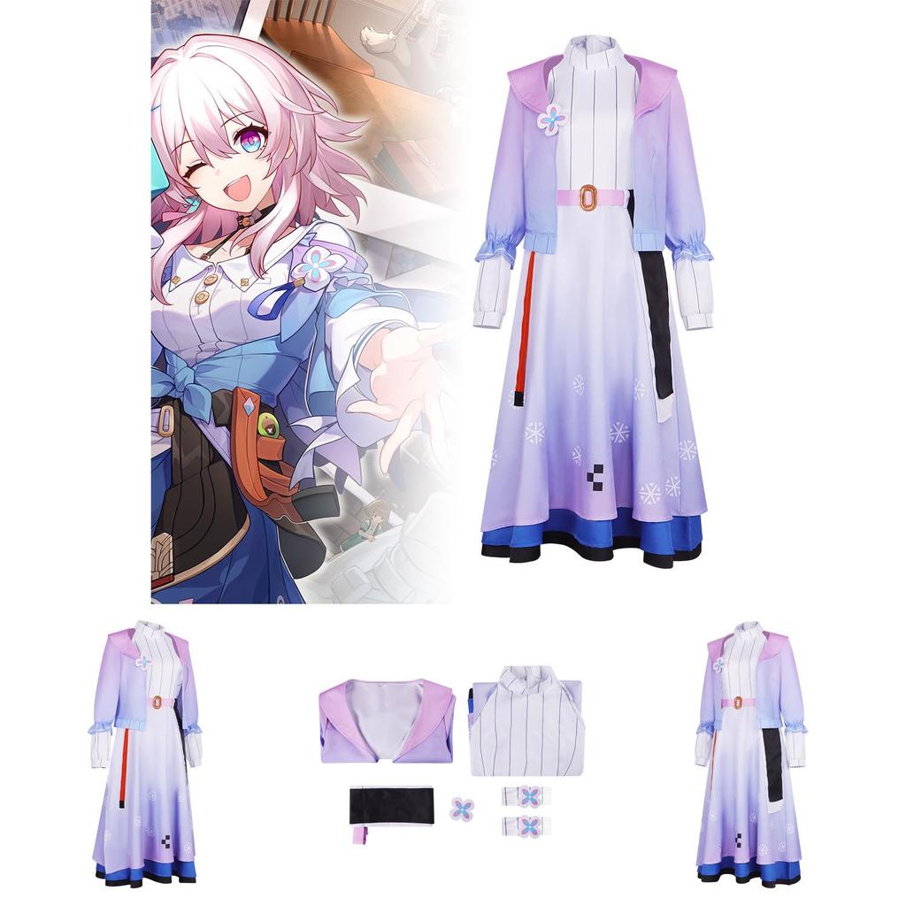 Star Honkai Rail March 7th Cosplay Dress Decadent Flavors Girl Woman Makeup Prop