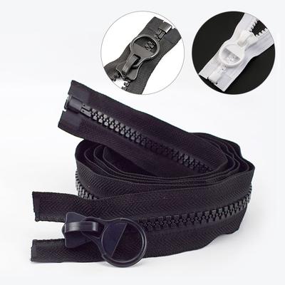 Kit de reparación de cremalleras largas n.° 8 Cremallera de resina de extremo abierto para chaquetas, abrigos, mochilas, tiendas de campaña, 60-300 cm
