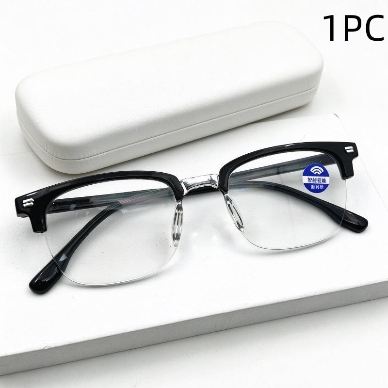 Half Rim Reading Glasses Smart Zoom Anti Blue Light Eyeglasses Lightweight Semi Rim Presbyopic Glasses For Daily Reading Use