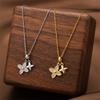 Fashion Micro-Set Four-Leaf Clover Double Pendant Titanium Steel Necklace for Women Gold Plated Non-Fading Ladies Clavicle Chain
