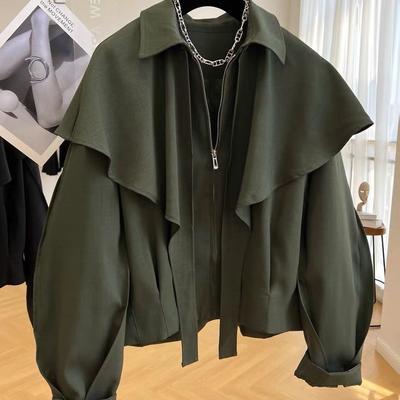 Casual Short Cape Jacket Women's Spring and Autumn Jacket Fashion Loose Collar Top