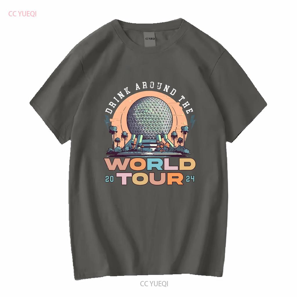 Retro Epcot Drink Around The World Tour T Shirt long or short sleeves vintage Washed streetwear Breathable Comfortable