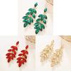 Geometric Alloy Drop Earrings With Leaf Design For Wedding And Bridal Celebrations