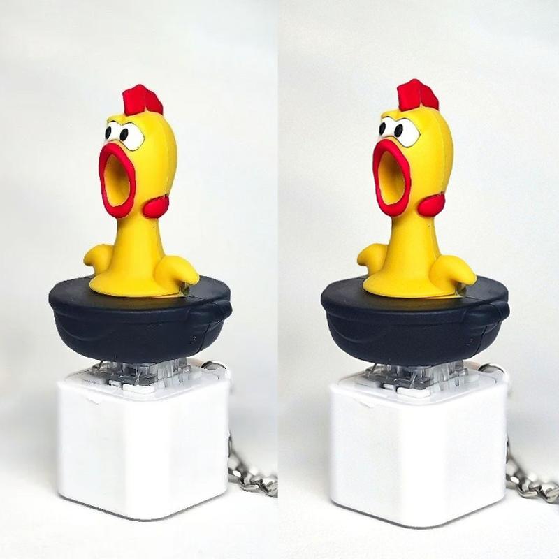 @@2 STUKS Grappige Schreeuwende Kip Sleutelhanger Geluid Licht Drukknop Stressverlichter Fidget Speeltje Schattige Tas Hanger Nieuwigheid Cadeau yellow