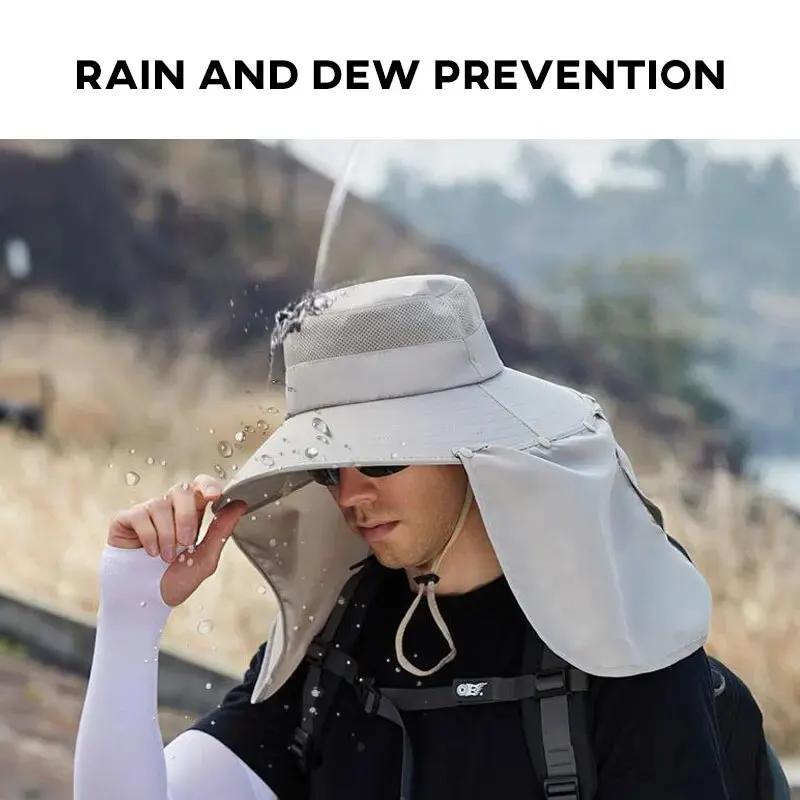 Fishing Hat for Men Summer Outdoor Sun Protection Cap with Neck Flap Wide Brim Fisherman Hat for Hiking Camping Beach