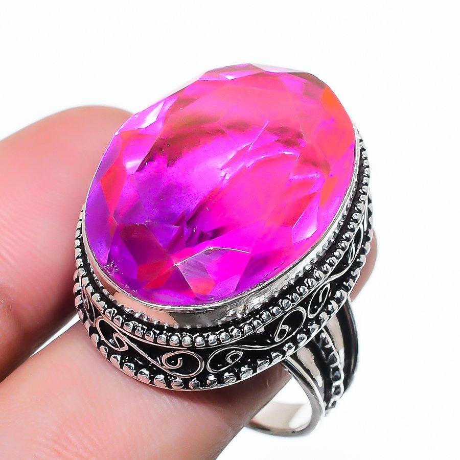 Natural Bi-Color Tourmaline 925 Sterling Silver Jewelry Ring Size 9 AR-17219