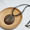 New Retro New Chinese Style Cotton and Linen Hollow Accessories Wooden Leaf Long Necklace Women's Necklace