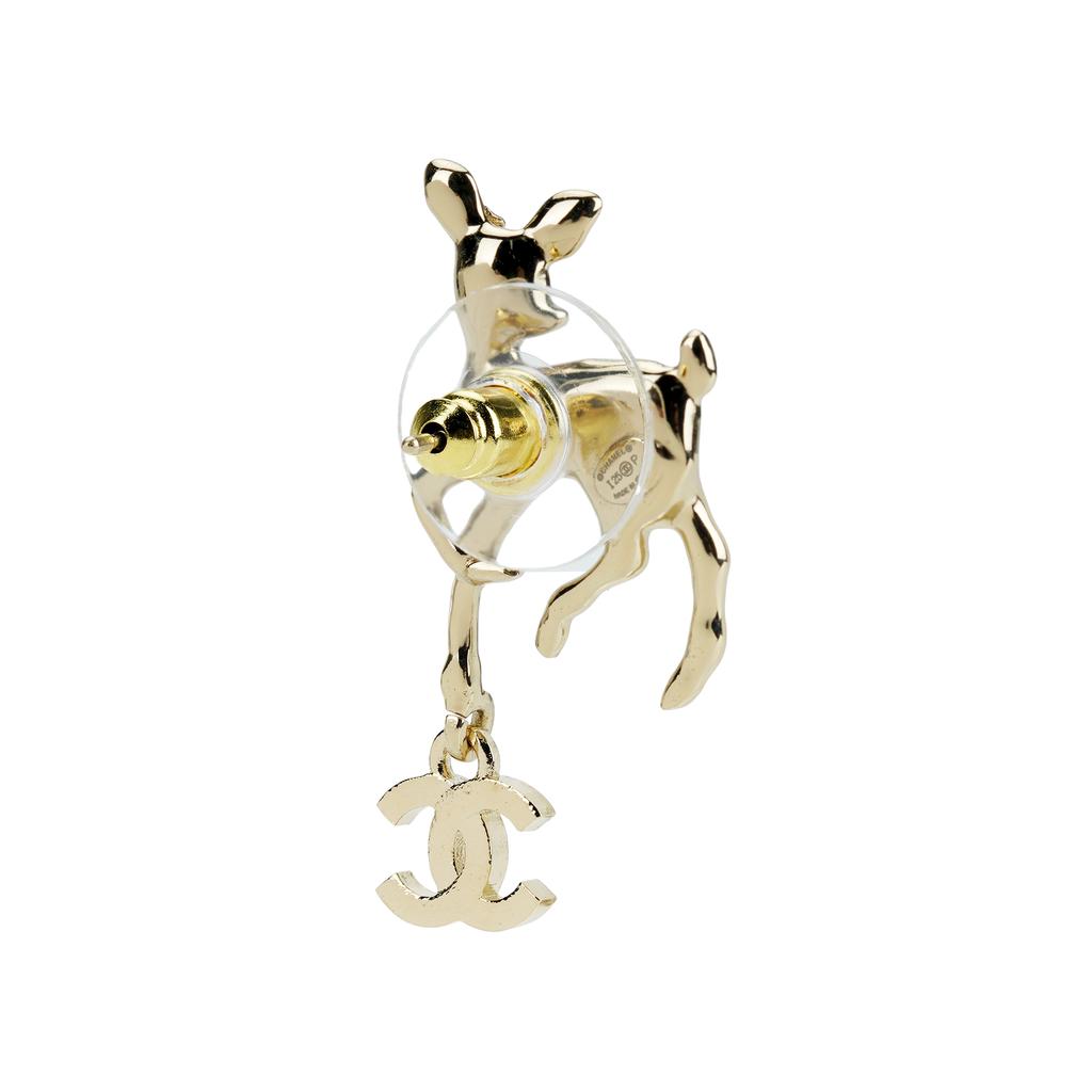 Chanel 25P Spring Summer Deer Design Earrings Unisex Earrings Gold AB-25P-117