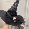 Black Lace Bow Witch Hat for Halloween Cosplay and Ghost Festivals