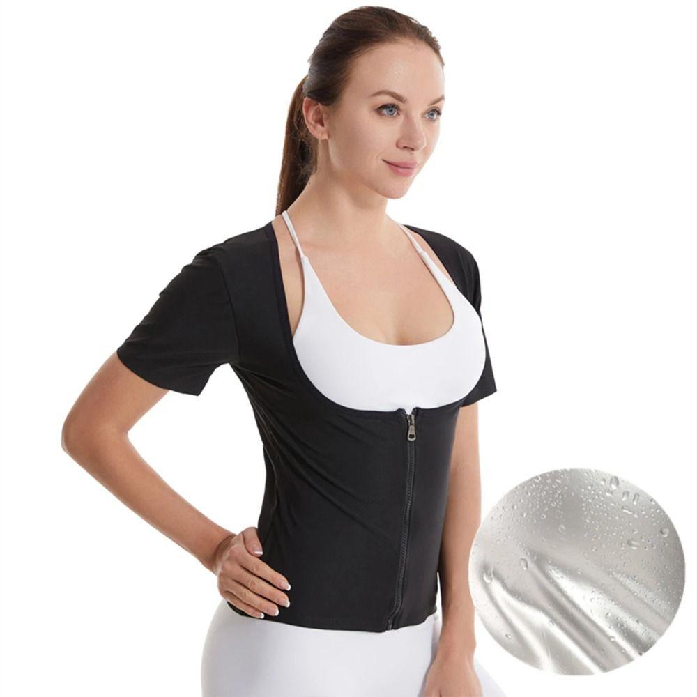 Short Sleeve Women Sauna Suits Heat Trapping Compression Shapewear Fat Burning Fitness clothes  Gym