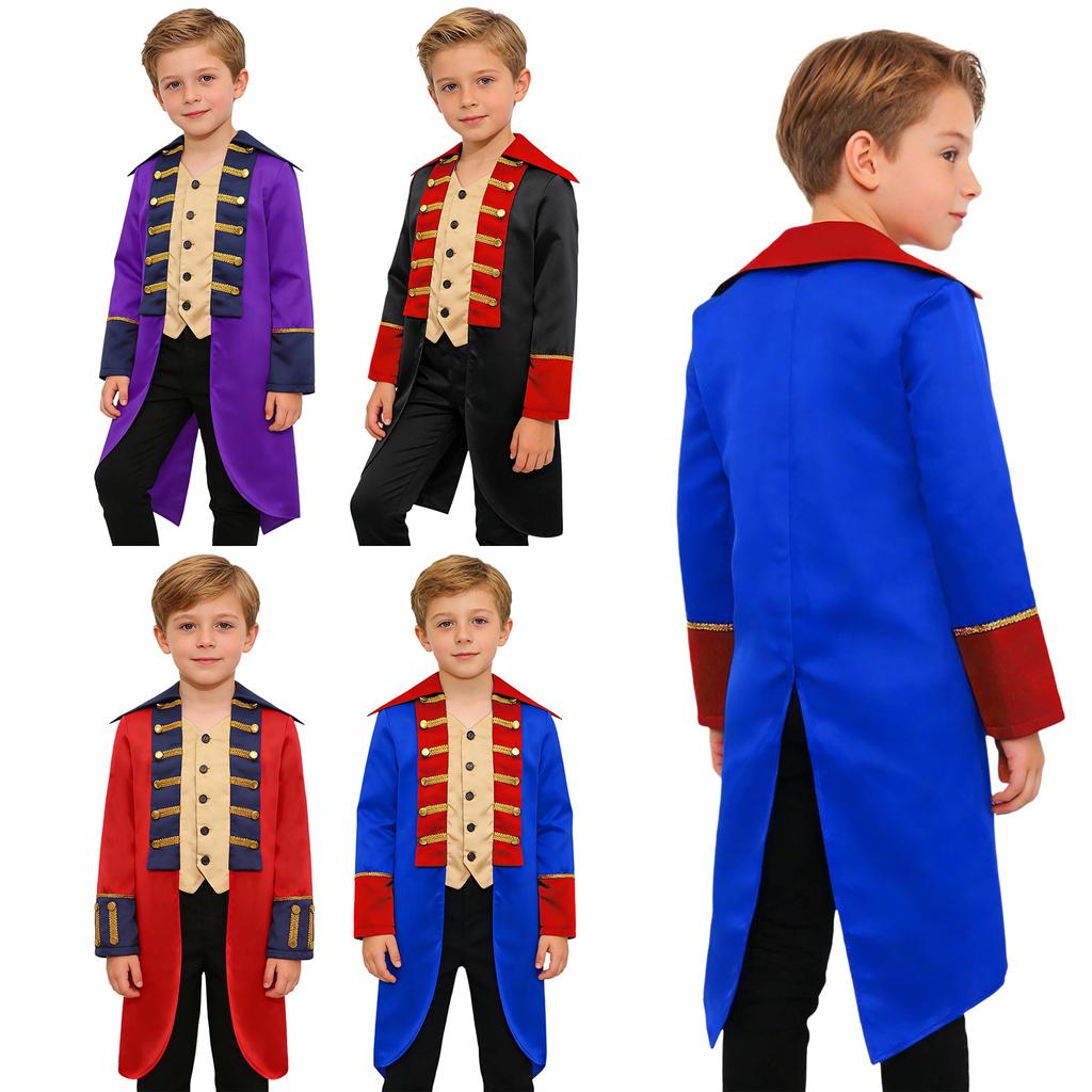 Costume da Bambino Esercito Britannico Coloniale: Cappotto Rosso Frac con Bordi Dorati & Spalline per Rievocazione della Guerra Rivoluzionaria