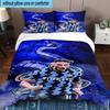 3PCS Inter Milan Star Lautaro Bedding Set,Including 1pc Duvet Cover And 2pcs Pillowcases Perfect for Bedroom, Dormitory, Fan Christmas Gift