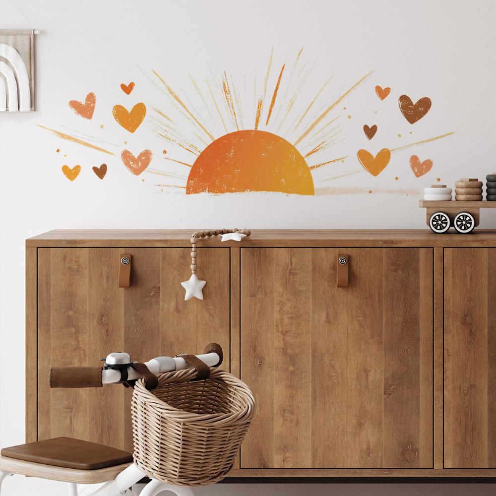 Sun Heart Pattern Wall Stickers for Bedroom Living Room Home Wall Background Decoration