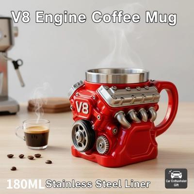 With Handle V8 Engines Stainless Steel Cup Double Wall Insulation Car Mug  Gifts for Men and Boys