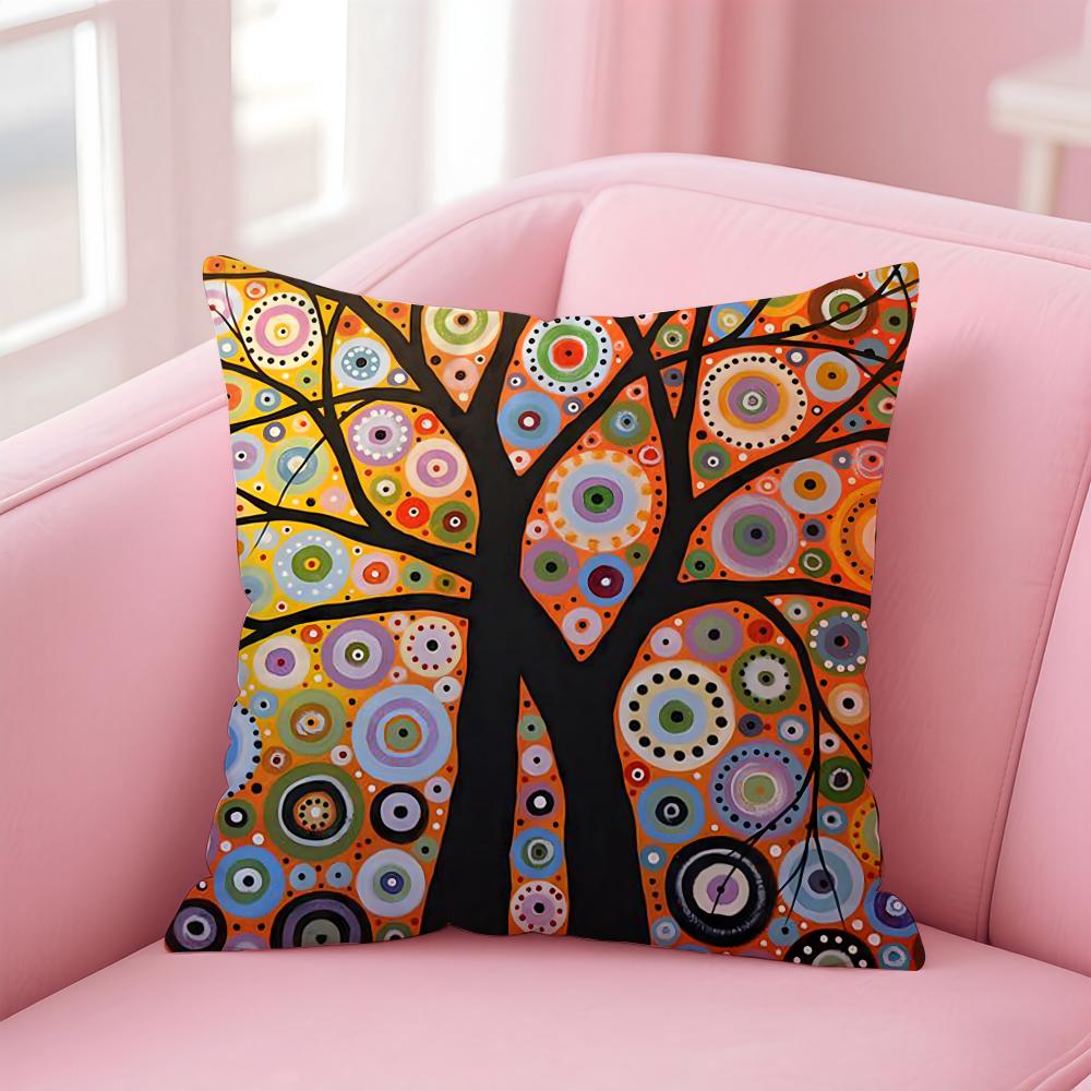Colored Tree Anime Cushion Cover Pillow Case Soft Friendly Fabric  Concealed Zipper