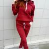 Damen Lässiges Fleece Kapuzen Sportswear Set, Langärmlig, Europäische und Amerikanische Mode, Hohe Elastizität für Herbst und Winter