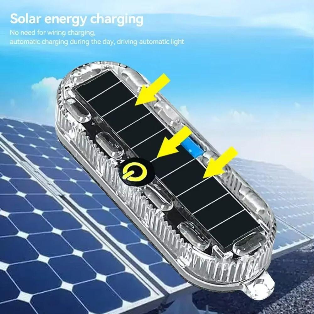 

Solar LED Warning Light Waterproof Anti-rear Strobe Light Car Night Ride Tail Light Color:as shown Always on чорний