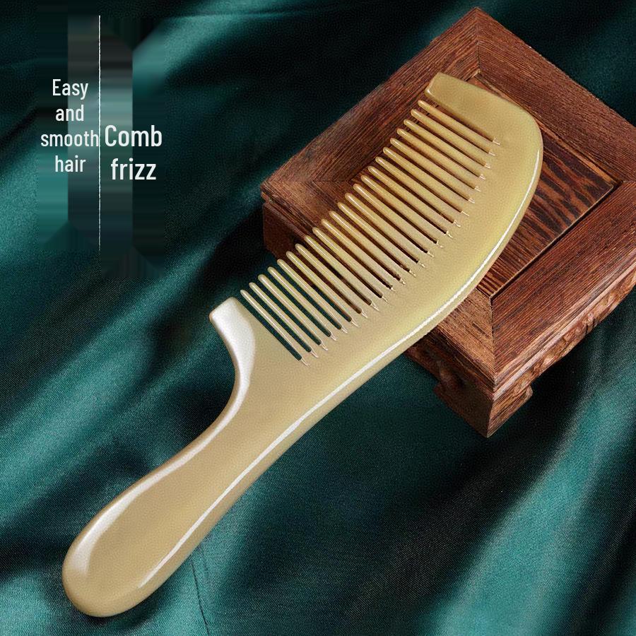 Authentic Horn Anti-Static Massage Comb - Unisex Straight Hair Care, Portable
