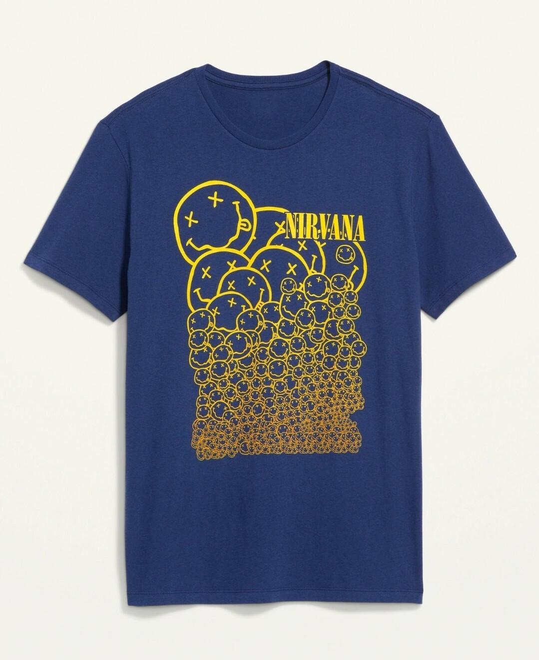 

26 New Nirvana Smiley Face Repeated Mens Medium Grunge Rock Cobain Grohl T-Shirt Unisex T-Shirt M