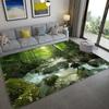 Green Forest Trees Flowers Streams Natural Landscape 3D Visual Effect Bedroom Non-slip Floor Mat Bathroom Large Size Mat
