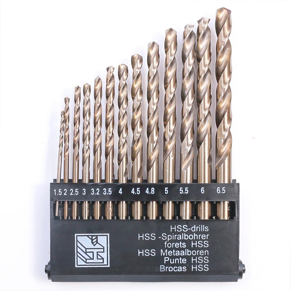 HSS-CO 13-Piece Set of  Twist Drill Set Boxed Metal Wood Plastic Drilling Tools