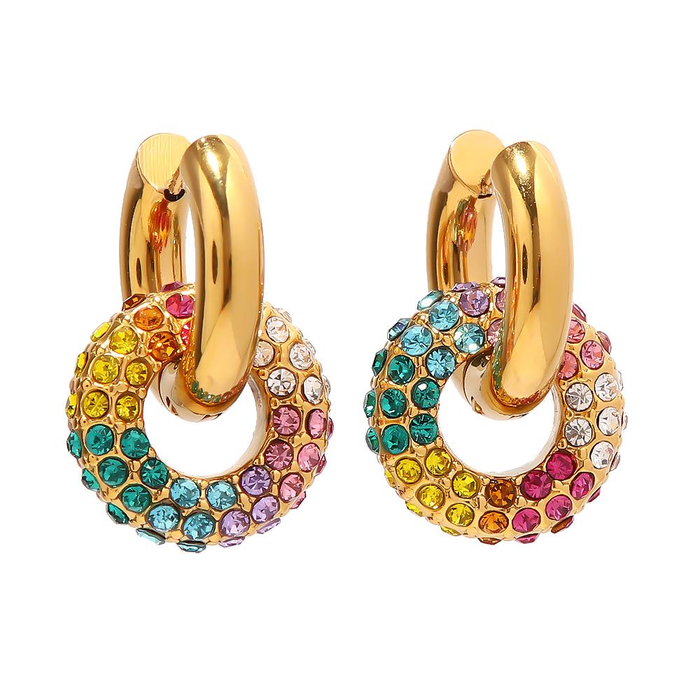 Youthway Exquisite Colorful Round Donut Earrings High Quality Gold Color Texture Stylish Jewelry Bijoux Femme New