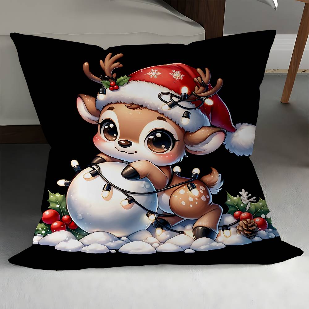 

Рождественская Подушка с Оленем Подарок Декор для Дома Офиса Подушка для Спальни Дивана Машины Наволочка 12x12Inch