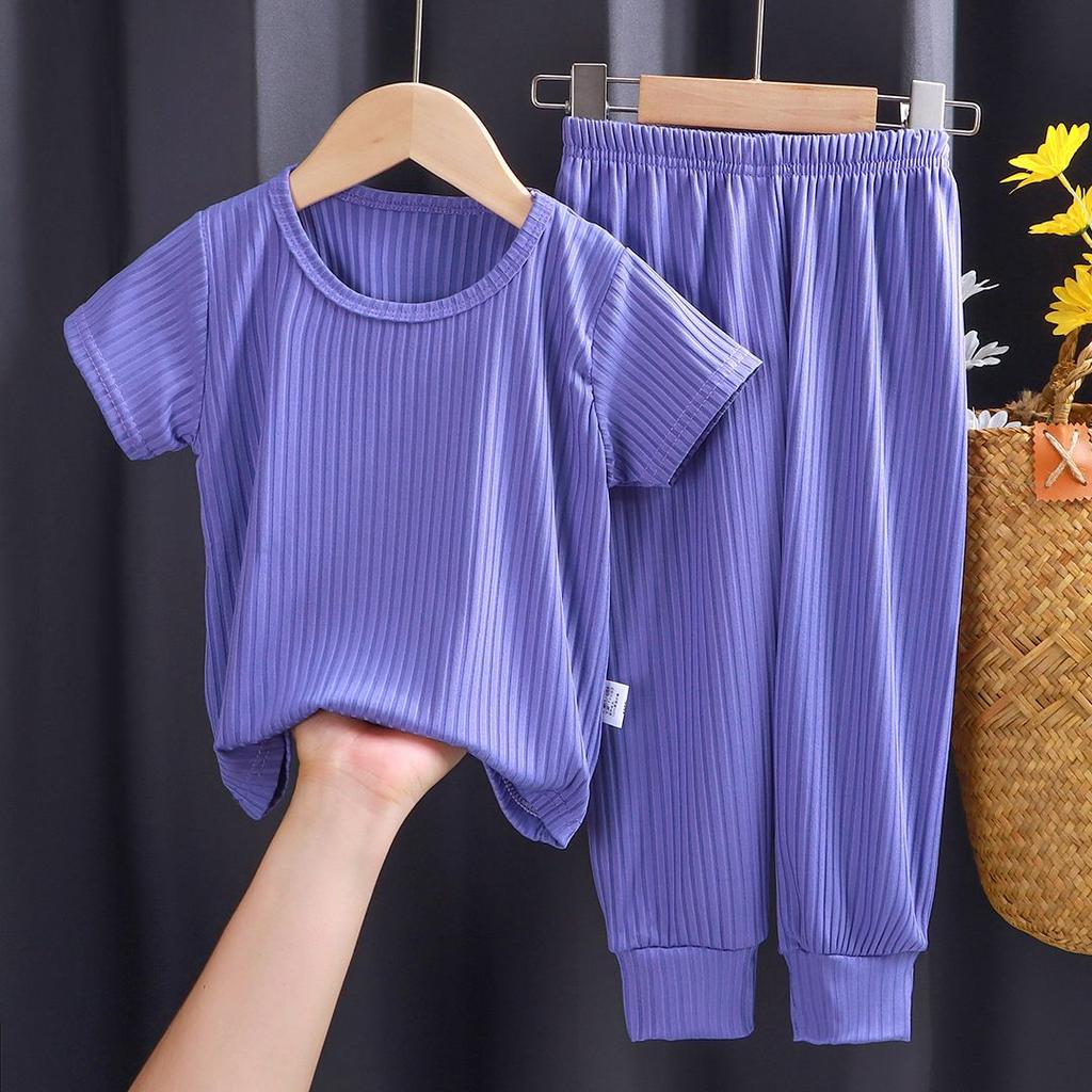 Haine de vară pentru copii, haine casual pentru bărbați și femei, culoare solidă, set pijamale pentru copii, haine pentru copii