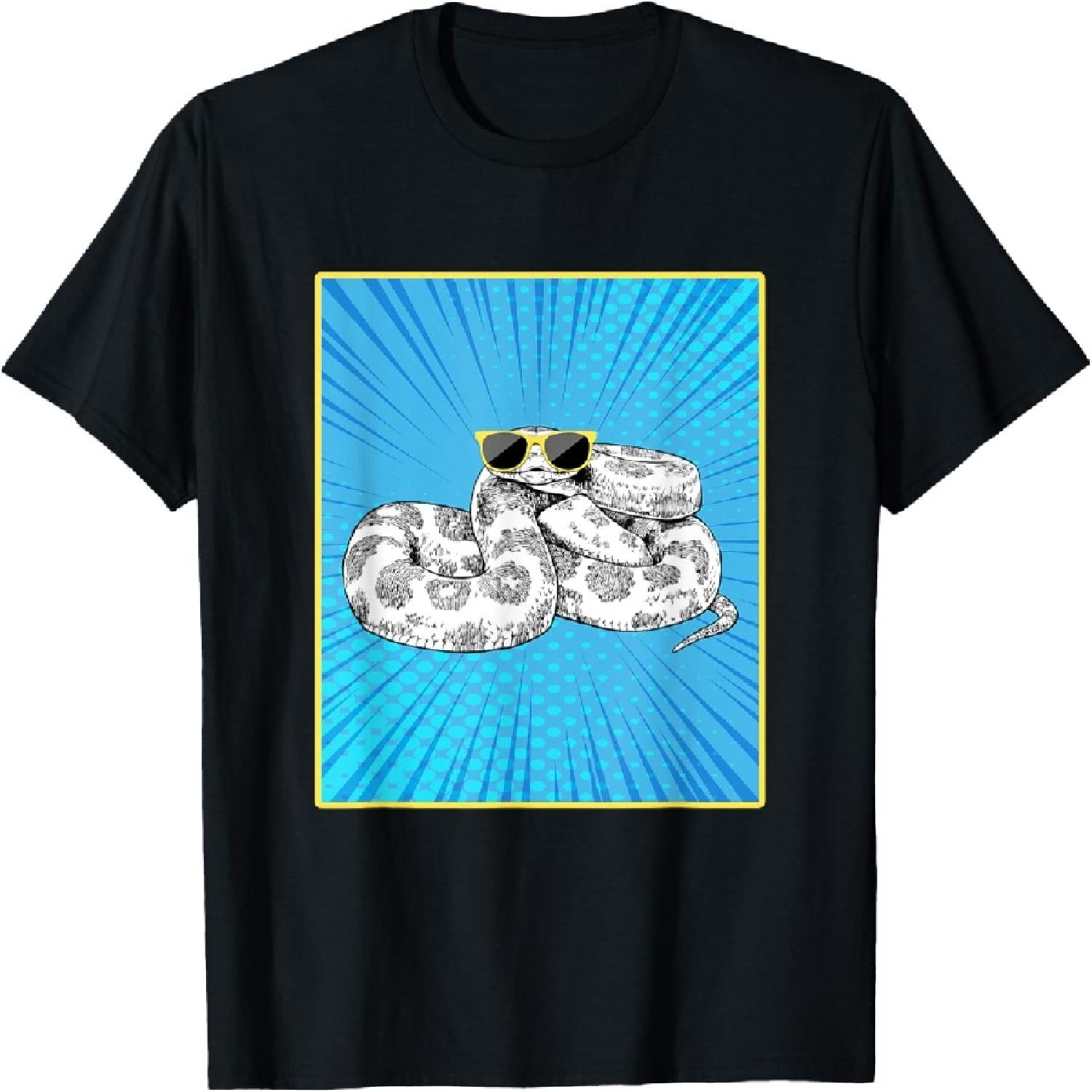 Футболка с портретом маисового полоза в стиле поп-арт, змея в солнцезащитных очках S