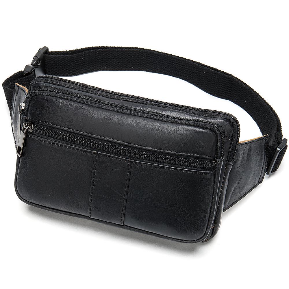 Men's Retro Genuine Leather Crossbody Chest Bag, Top Layer Cowhide Waist Bag