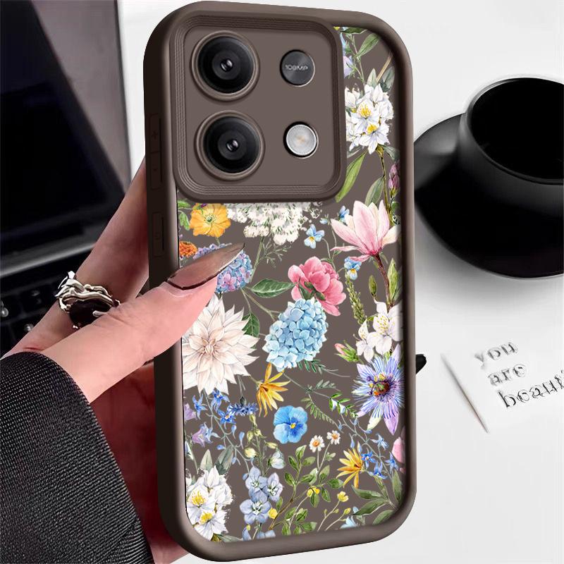 

Чехол с цветочным узором гортензии для Xiaomi Poco X6 X5 13t 11t Pro Redmi Note 13 12 11 10 Pro противоударный силиконовый мягкий защитный чехол для линз Xiaomi Poco C65 4G коричневый