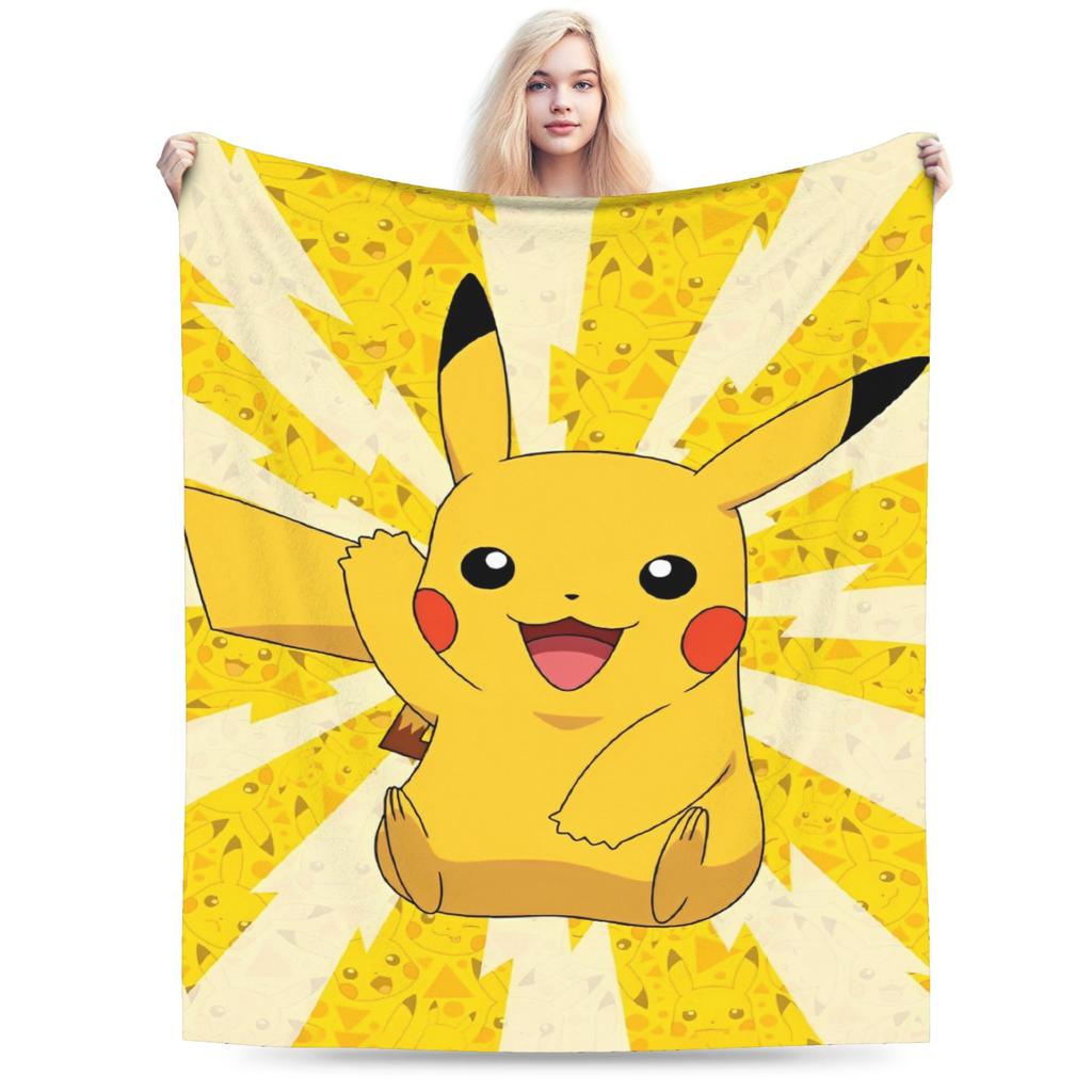 Japanischer Anime Pikachu Einfache Super Warme Decke Pokemon Plüsch Überwurfdecke Neuheit Sofa Stuhl Flanell Bettdecke Bettbezug