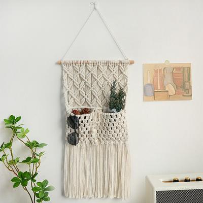 Boho Wall Hanging Tapestry Net Bag Cotton Rope Storage Pouch Home Hotel Homestay Wall Background Art Decor